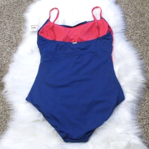 ANNE COLE SIGNATURE Color Block Maillot One-Piece Swimsuit 12 - Picture 8 of 9